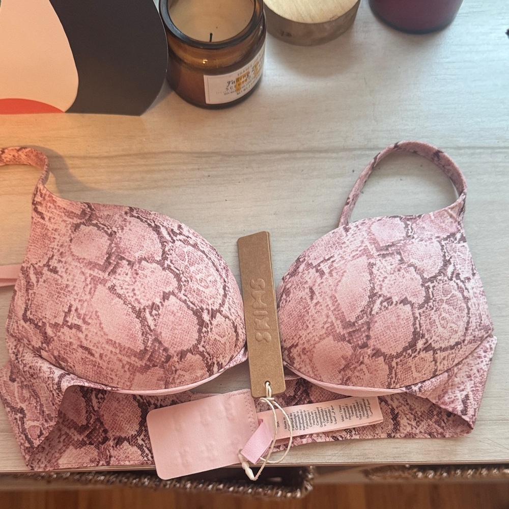 SKIMS Blush Snake Print Bra